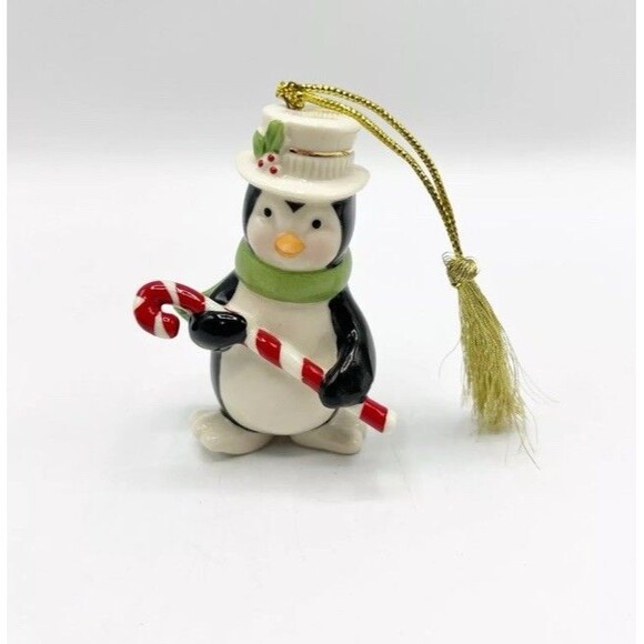 Lenox Very Merry Holiday Porcelain Christmas Penguin Ornament Candy Cane 3.75" - Picture 8 of 8